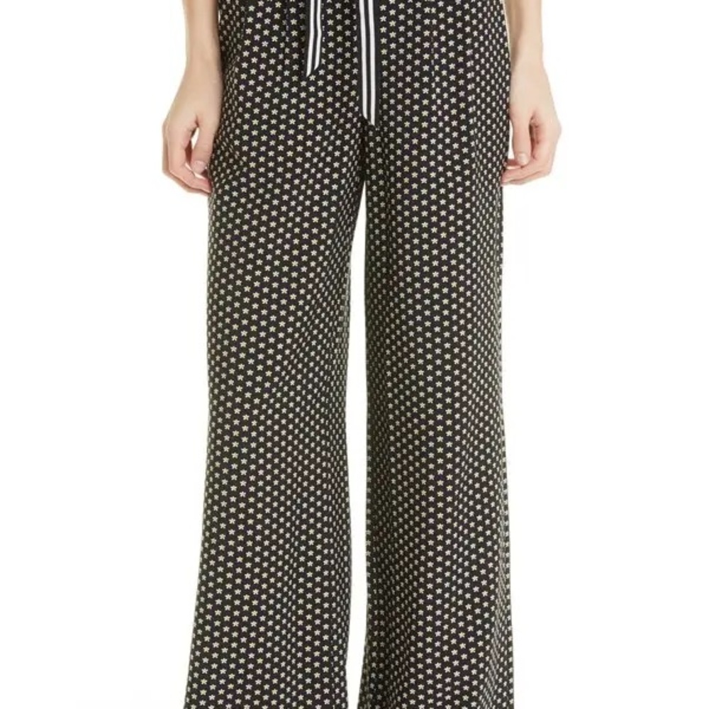 Ted Baker floral print pants with stripe cuff and tie waist belt - size 1, NWT